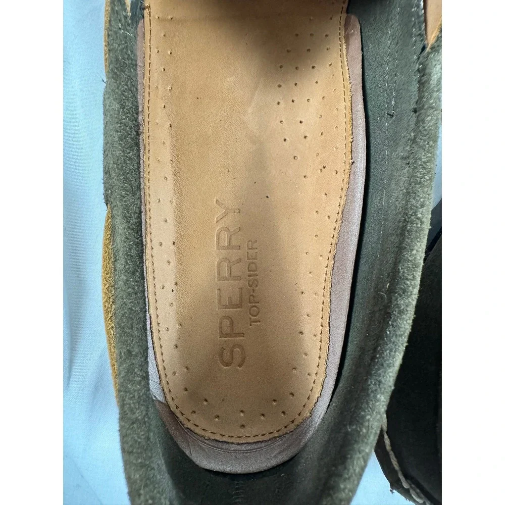 Sperry Top-Sider Authentic Original 2-Eye Ripple Olive Green Suede Boat Shoes 9